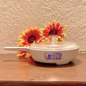 Vintage Corning Ware Amana Blue Colonial Browning Skillet w/Lid